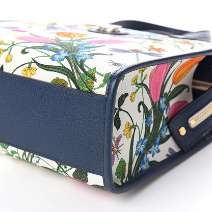Gucci Canvas Medium Flora Tote White Multicolor Blue Agata 8 of 9
