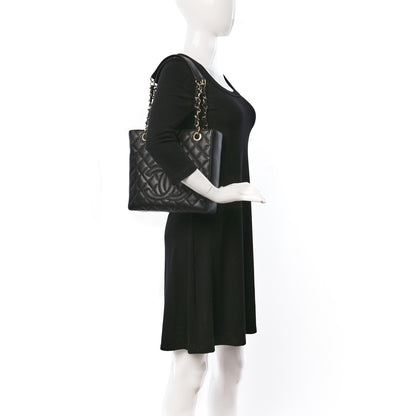Chanel Caviar Quilted Petit Shopping Tote PST Black 2 of 11