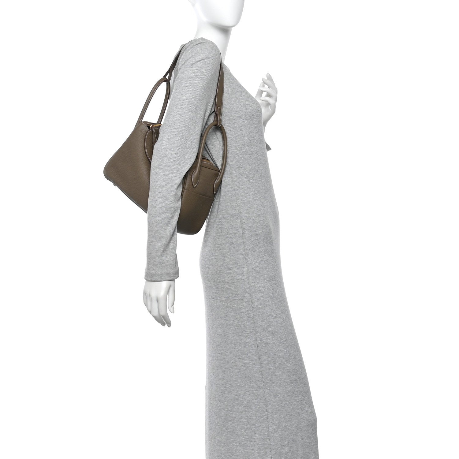 Hermes Taurillon Clemence Lindy 26 Etoupe 2 of 10