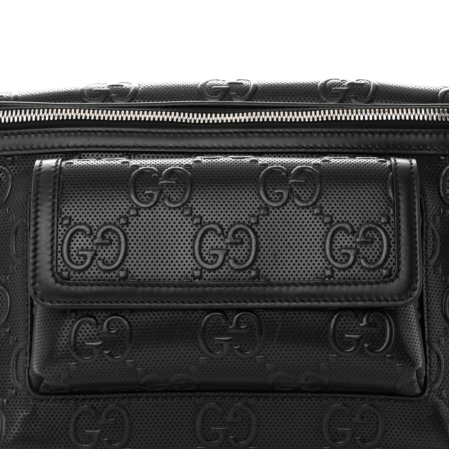 Calfskin GG Tennis Embossed Pocket Belt Bag Black