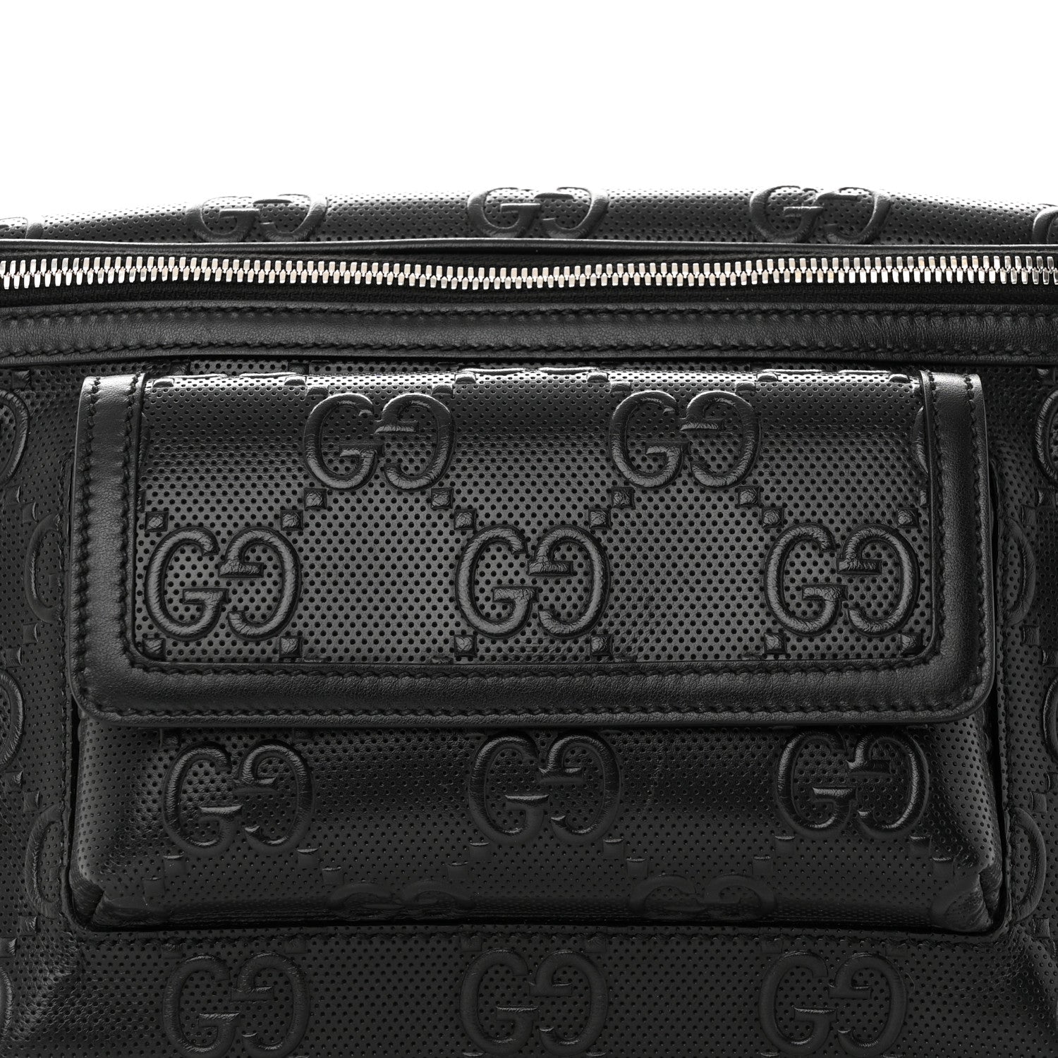 Gucci Calfskin GG Tennis Embossed Pocket Belt Bag Black 9 of 11