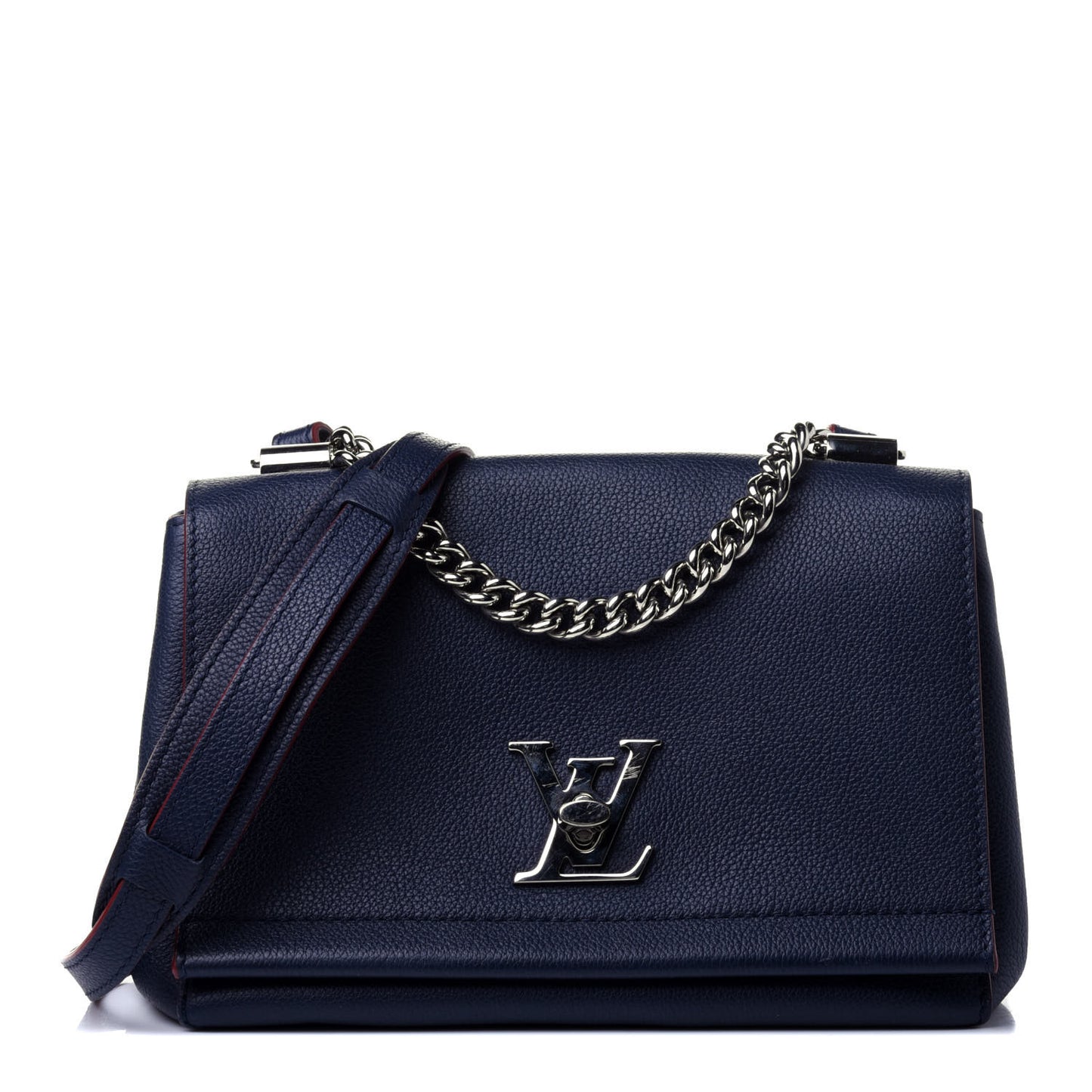Calfskin Lockme II Chain Bag BB Marine Rouge