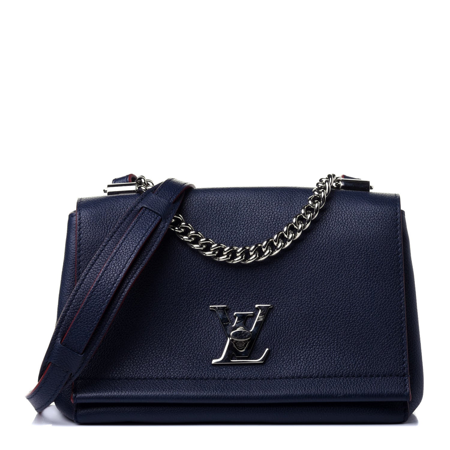 Louis Vuitton Calfskin Lockme II Chain Bag BB Marine Rouge 1 of 5
