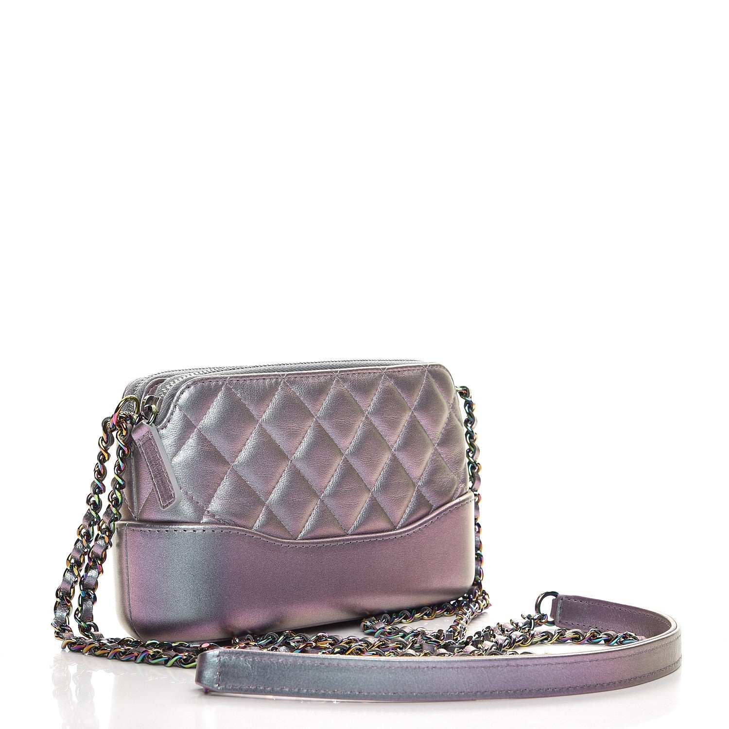 Chanel Iridescent Lambskin Calfskin Quilted Small Gabrielle Clutch With Chain Light Purple 3 of 9