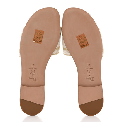 Christian Dior Canvas Lurex Jardin d'Hiver Embroidered Dway Flat Slide Sandals 37 White Palladium 5 of 9