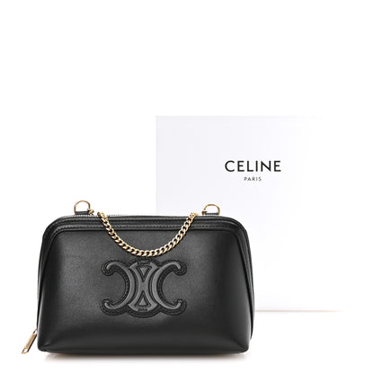 Celine Smooth Calfskin Cuir Triomphe Clutch on Chain Black 11 of 11