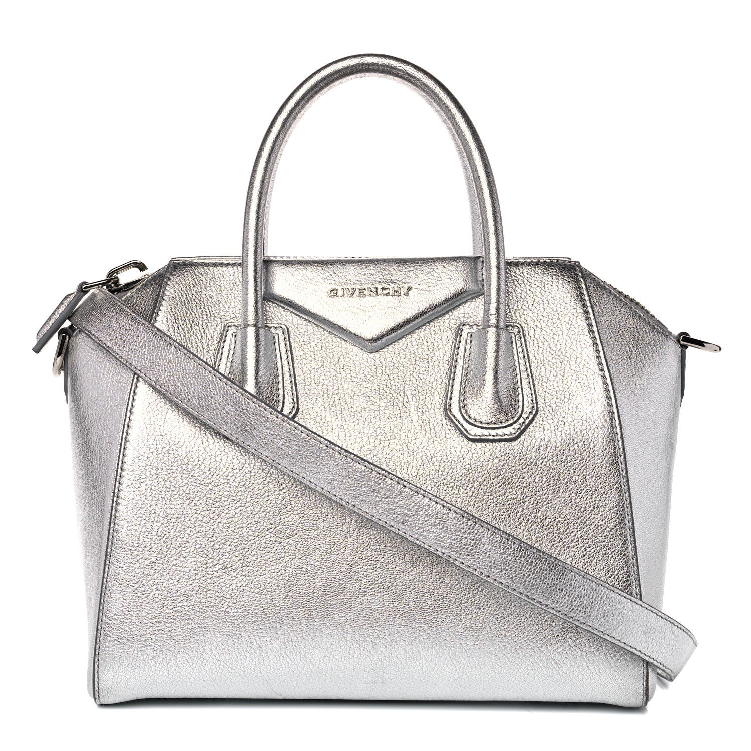 Givenchy Metallic Sugar Goatskin Small Antigona Silver 1 of 17