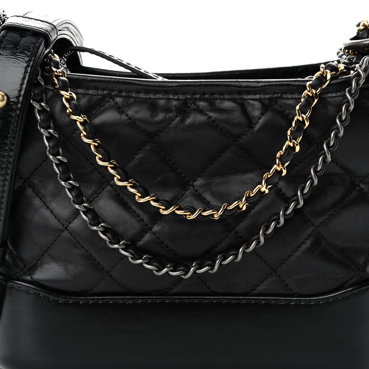 Chanel Aged Calfskin Quilted Small Gabrielle Hobo Black 7 of 9