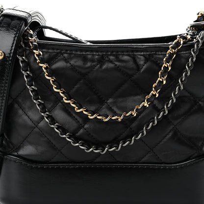Chanel Aged Calfskin Quilted Small Gabrielle Hobo Black 7 of 9