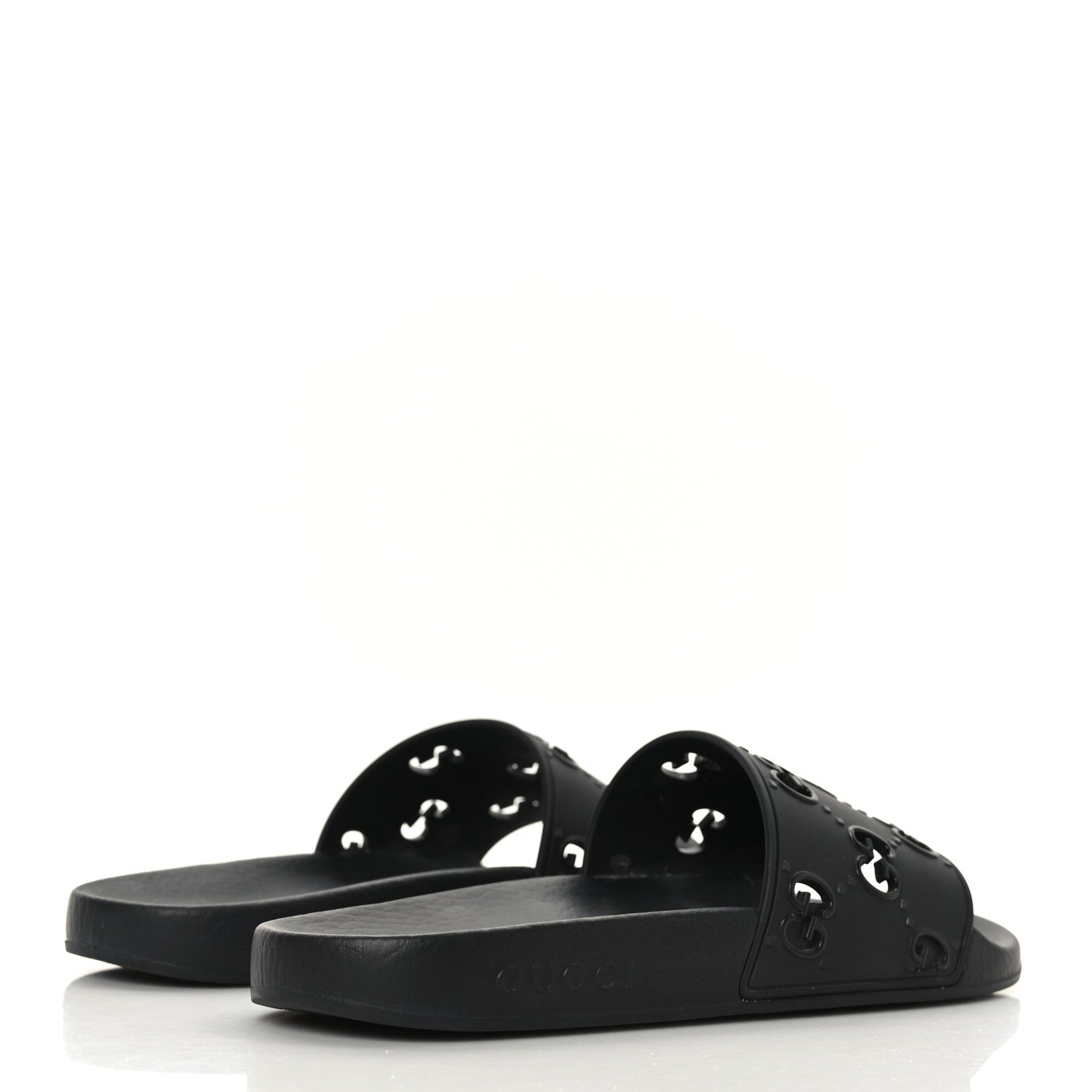 Gucci Rubber GG Monogram Perforated Womens Slide Sandals 38 Black 4 of 6