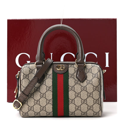 Gucci GG Supreme Monogram Textured Dollar Calfskin Web Mini Ophidia Top Handle Bag Beige Ebony New Acero 11 of 11