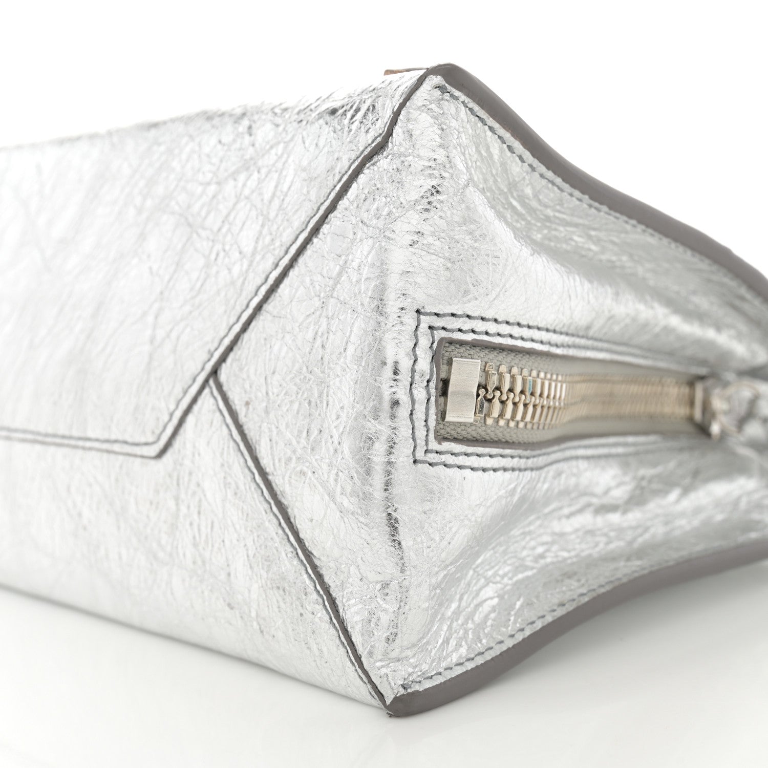 Balenciaga Metallic Calfskin Papier A6 Zip Around Tote Silver 10 of 11