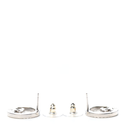 Chanel Crystal CC Round Earrings Silver 3 of 4