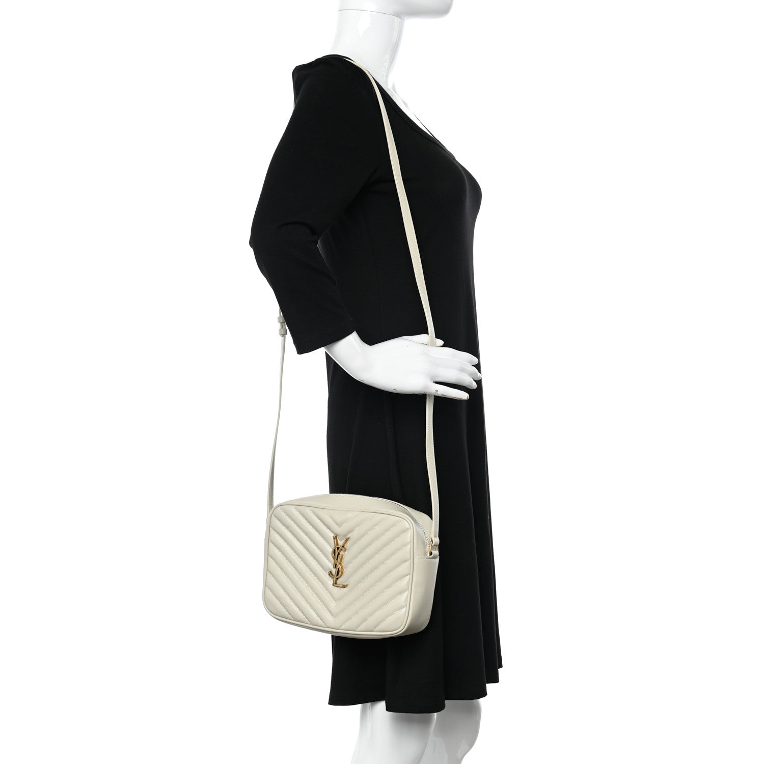 Saint Laurent Calfskin Matelasse Monogram Lou Camera Bag Blanc Vintage 2 of 9