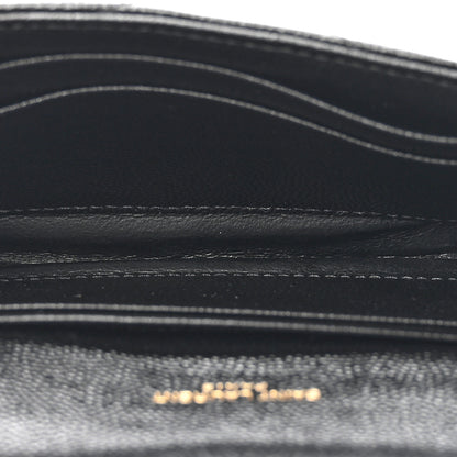 Saint Laurent Grain De Poudre Matelasse Chevron Small Monogram Envelope Wallet Black 5 of 8