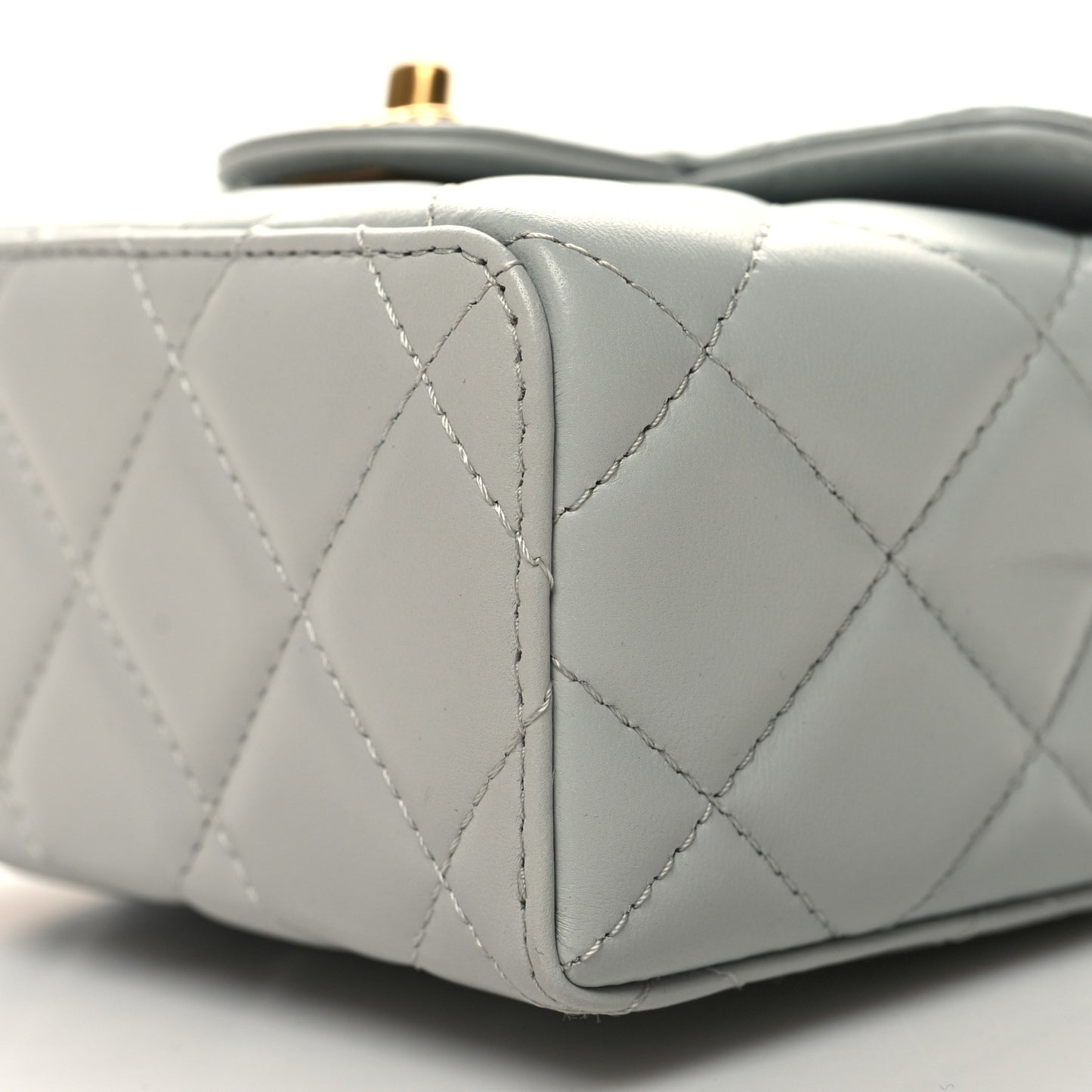 Lambskin Handle Crush Top Handle Flap Bag Grey