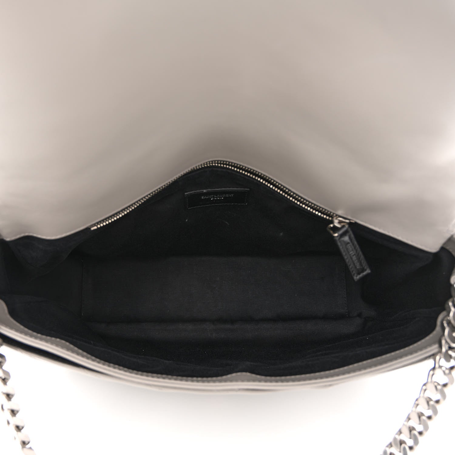 Saint Laurent Calfskin Y Quilted Monogram Loulou Shoulder Bag Pearl Grey 5 of 13