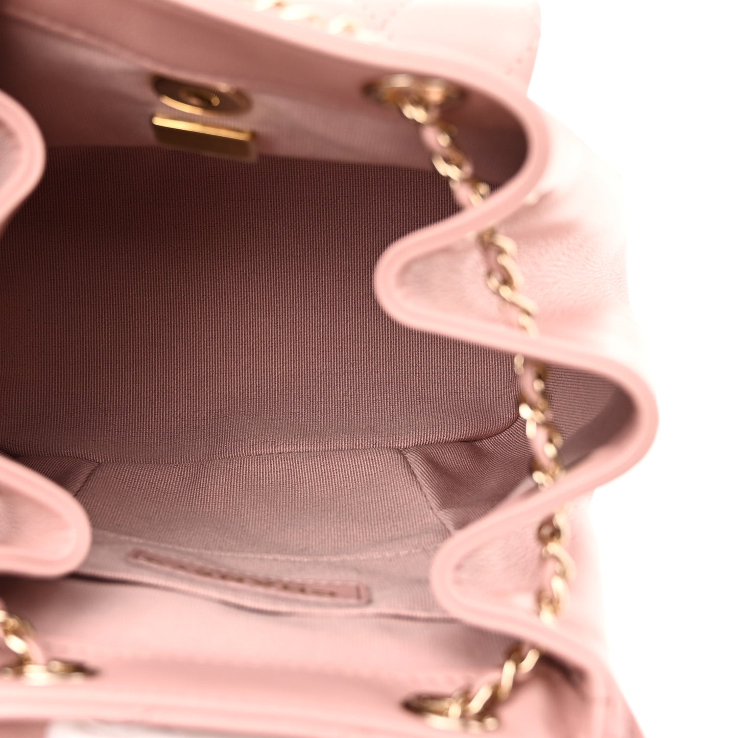 Lambskin Quilted Small Duma Drawstring Backpack Light Pink