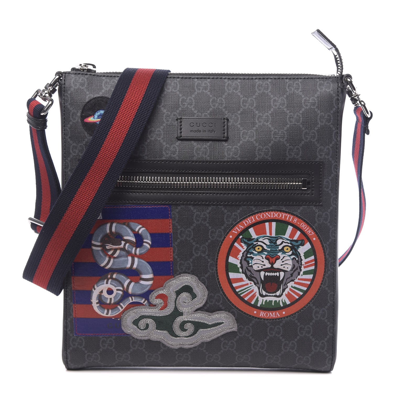 Gucci GG Supreme Monogram Night Courrier Flat Messenger Bag Black Multicolor 1 of 10