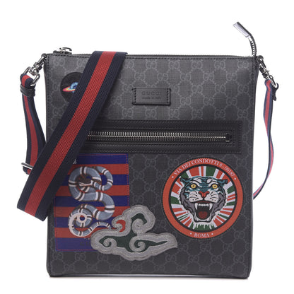 Gucci GG Supreme Monogram Night Courrier Flat Messenger Bag Black Multicolor 1 of 10