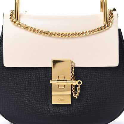 Chloe Grained Calfskin Lambskin Mini Bi-Color Drew Shoulder Bag Black Powder Beige 7 of 13