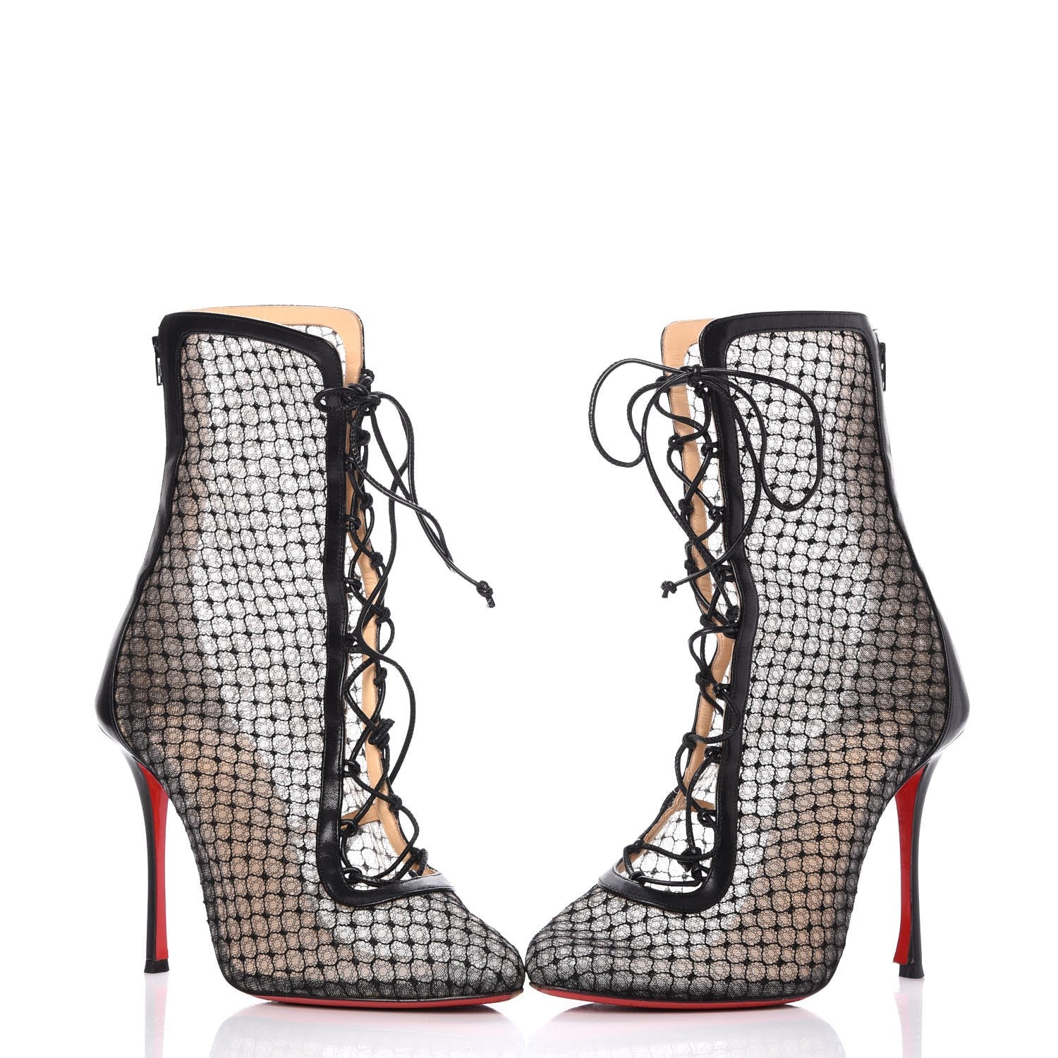Christian Louboutin Nappa Fishnet Lace Hotero 100 Ankle Boots 39.5 Black 8 of 11