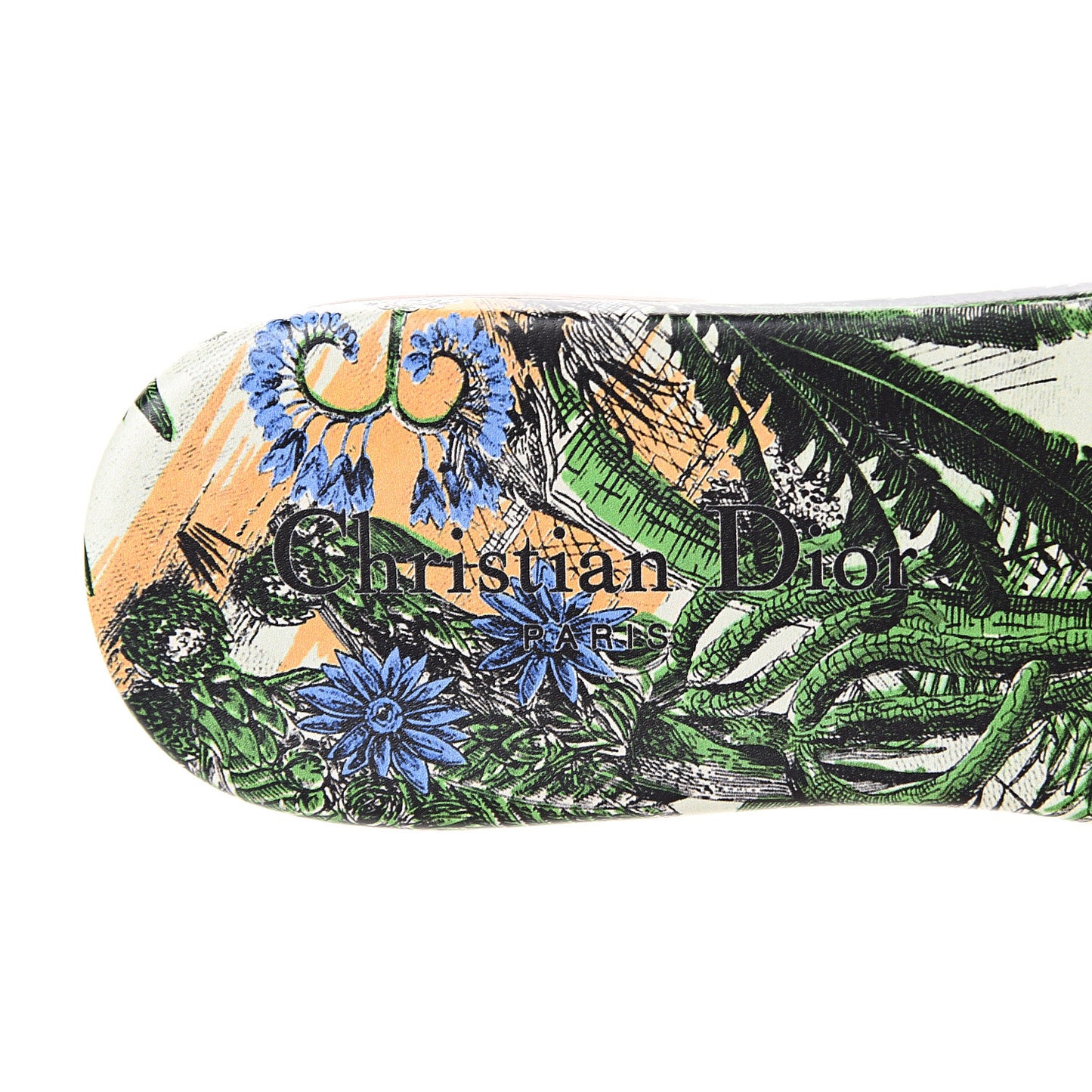 Canvas Embroidered Tropicalia Dway Mules Slide Sandals 35.5 Green