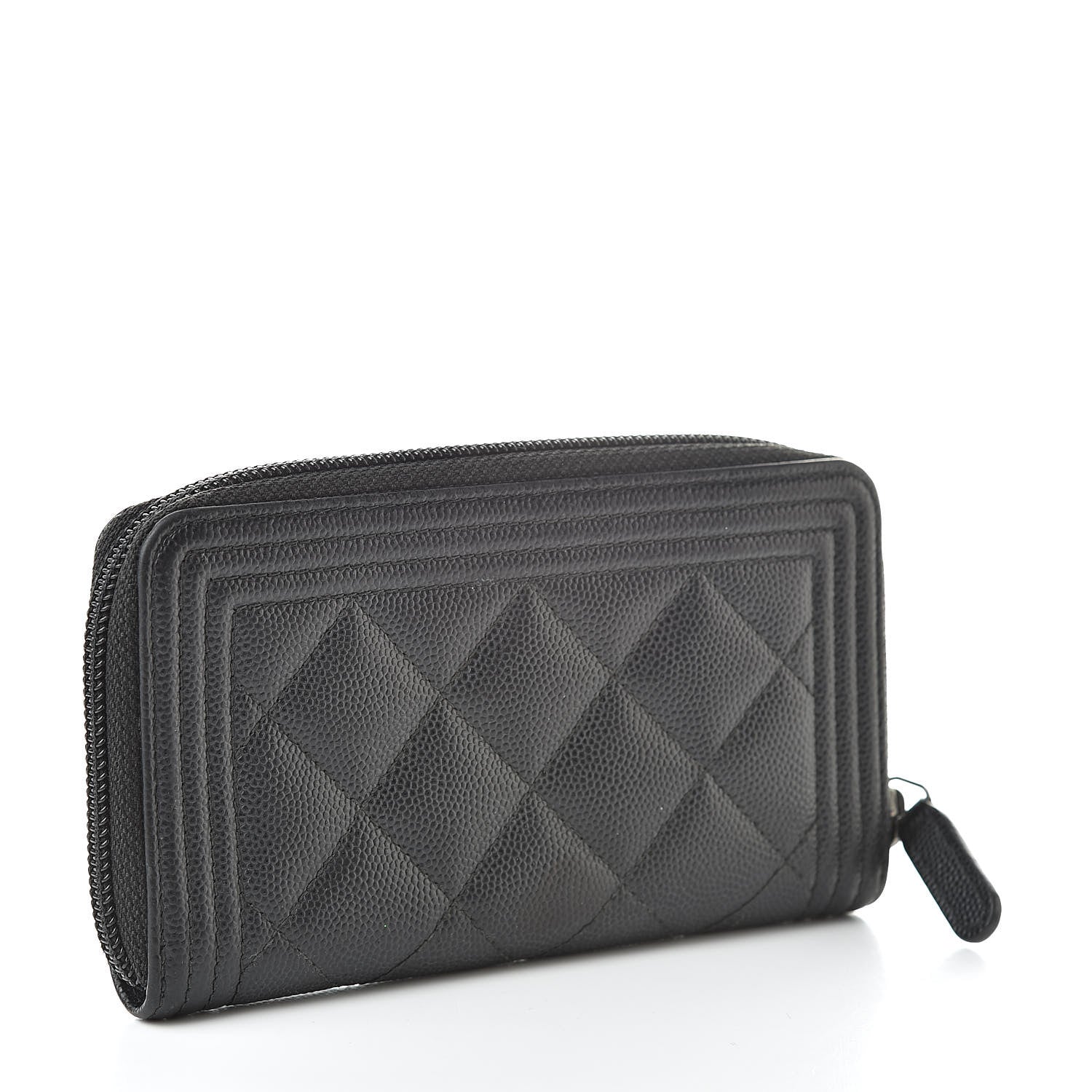 Chanel Caviar Quilted Small Boy Zip Around Wallet Black 3 of 8