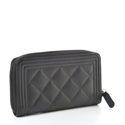 Chanel Caviar Quilted Small Boy Zip Around Wallet Black 3 of 8