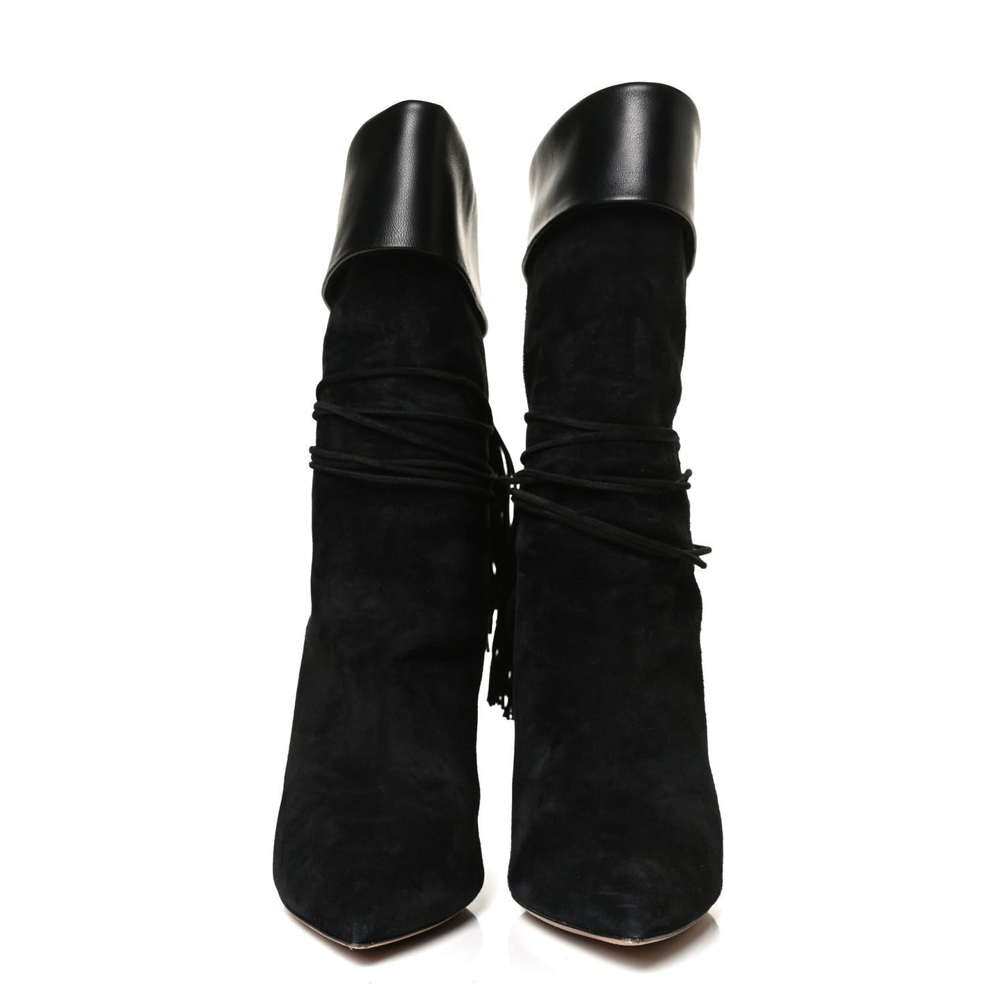 Calfskin Suede Tanger Tassel Boot 37.5 Black