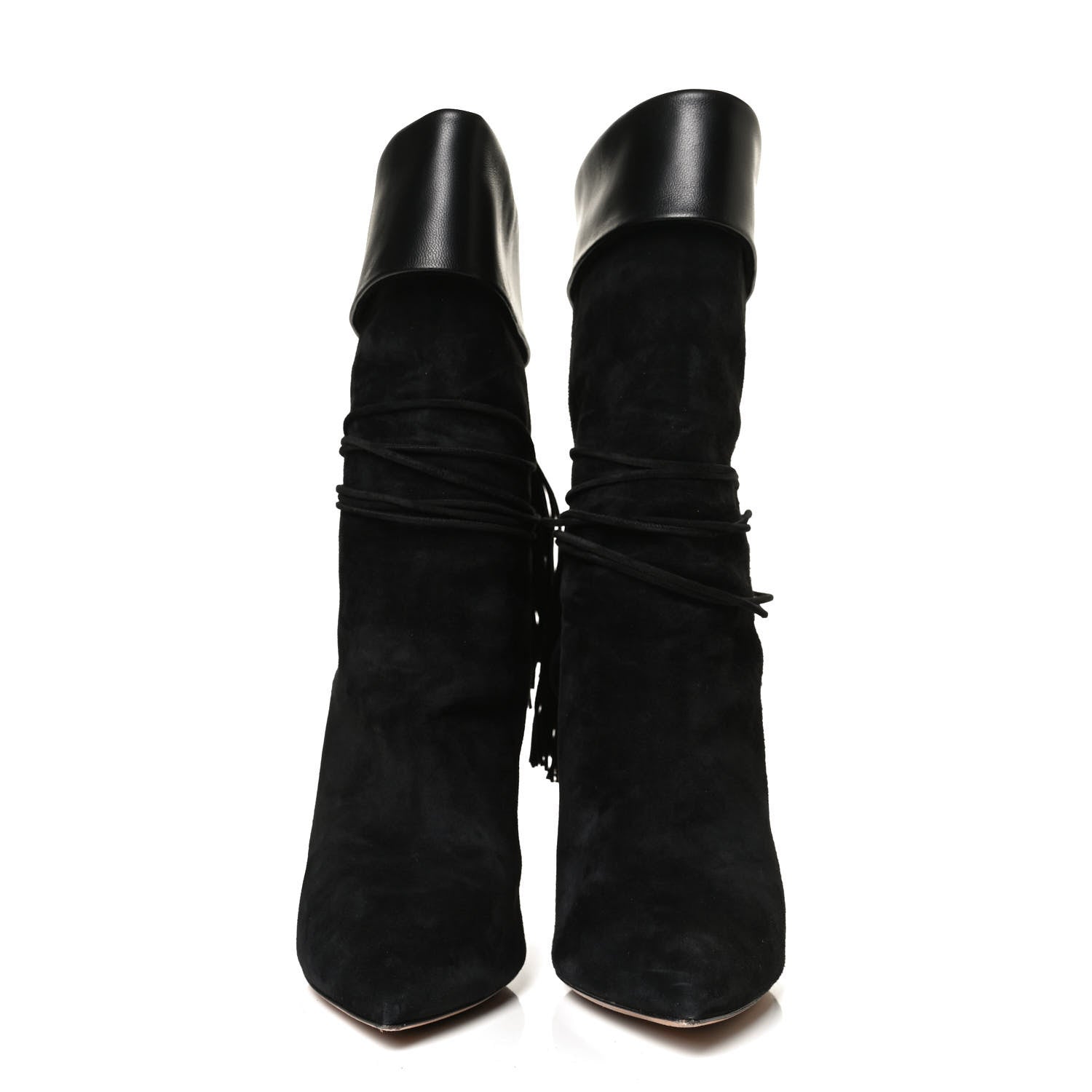 Saint Laurent Calfskin Suede Tanger Tassel Boot 37.5 Black 2 of 13