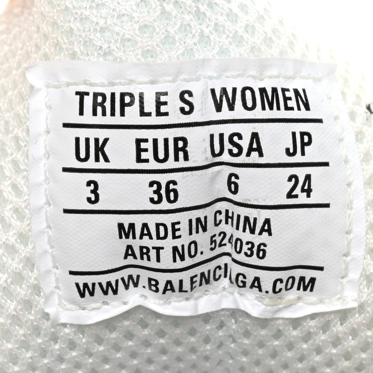 Balenciaga Fabric Mesh Womens Triple S Sneakers 36 White 9 of 13