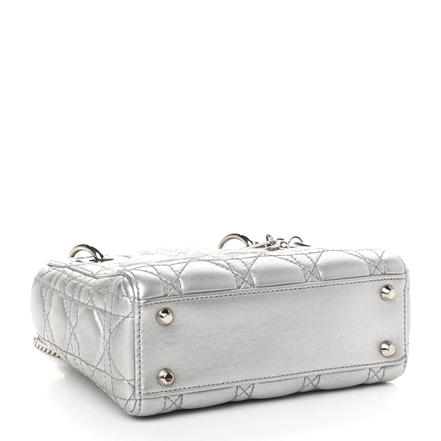Christian Dior Metallic Lambskin Cannage Mini Lady Dior Grey 4 of 11
