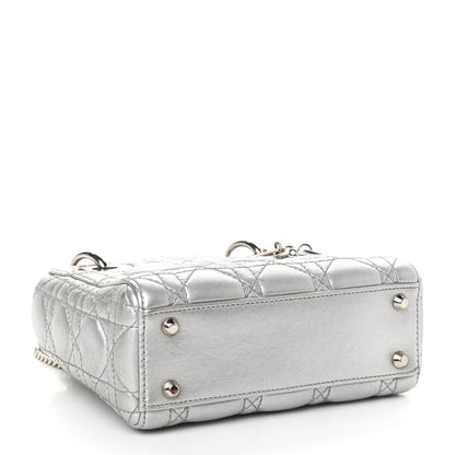 Christian Dior Metallic Lambskin Cannage Mini Lady Dior Grey 4 of 11