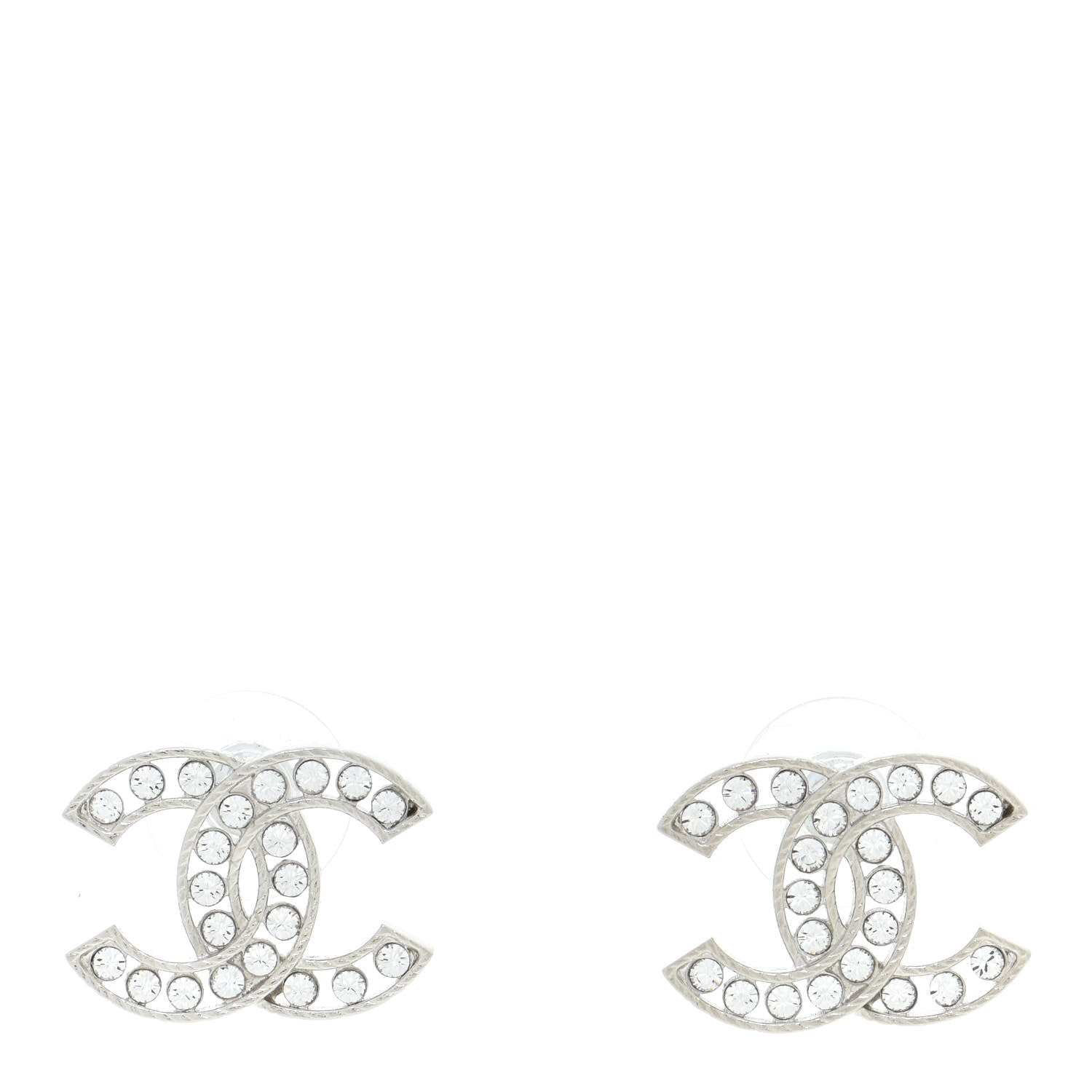 Chanel Crystal CC Earrings Silver 1 of 5