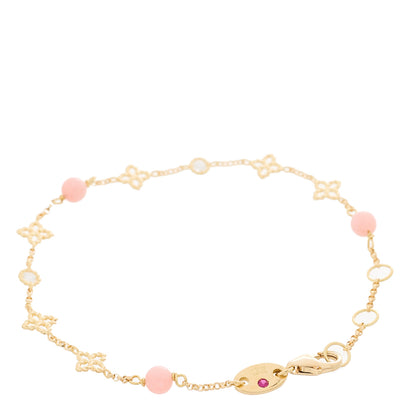 Roberto Coin 18K Yellow Gold Diamond Pink Opal Principessa Link Bracelet 2 of 4
