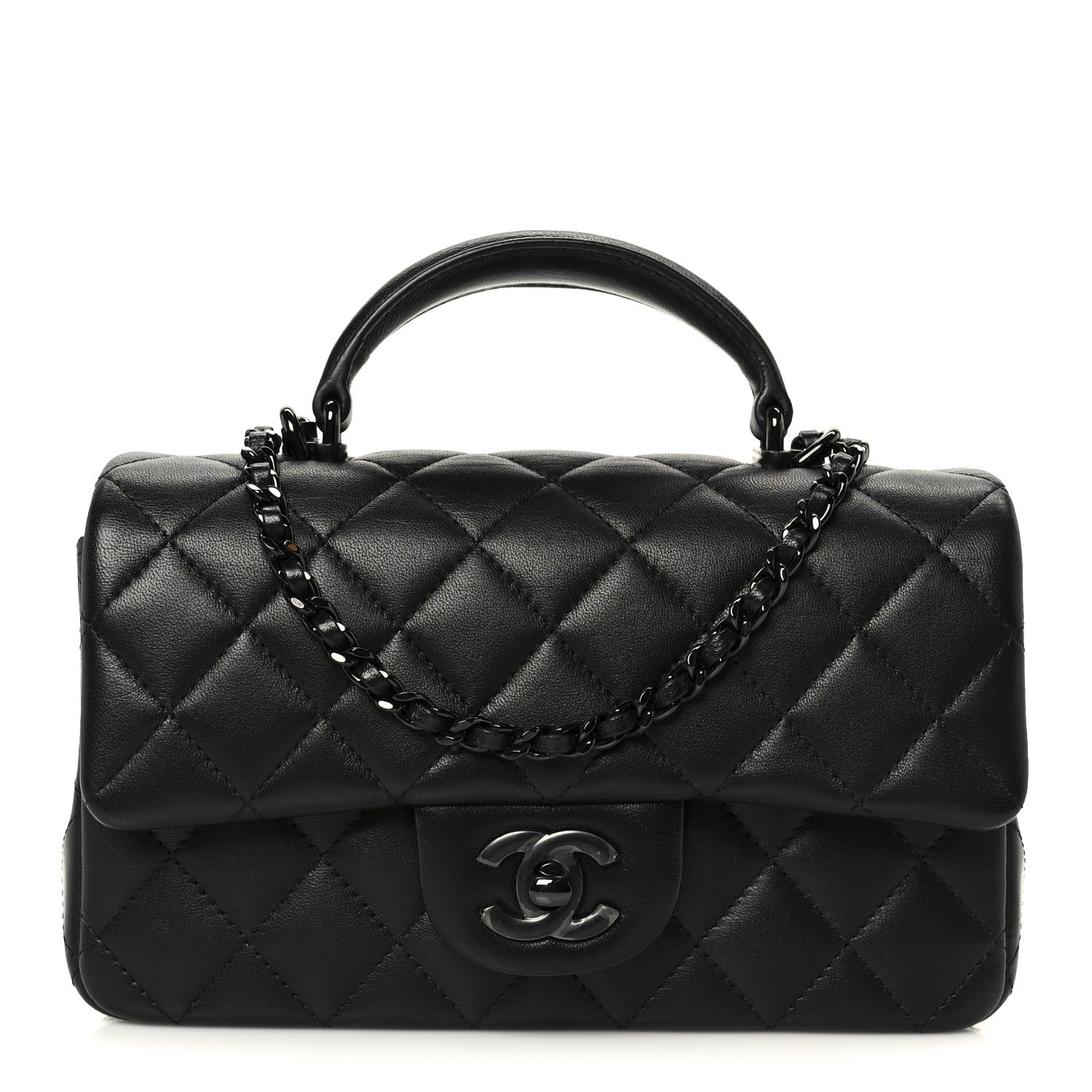 Chanel Lambskin Quilted Mini Top Handle Rectangular Flap So Black So Black 1 of 11