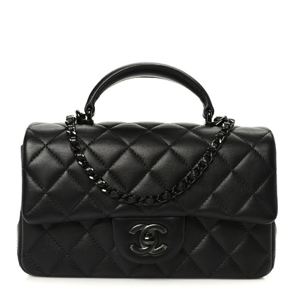 Chanel Lambskin Quilted Mini Top Handle Rectangular Flap So Black So Black 1 of 11