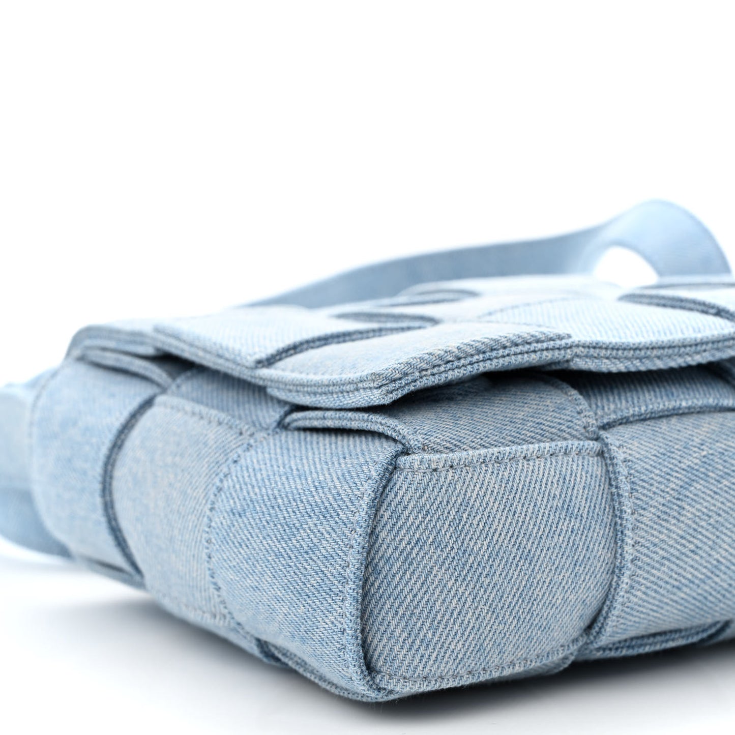 Denim Maxi Intrecciato Cassette Crossbody Bag Blue