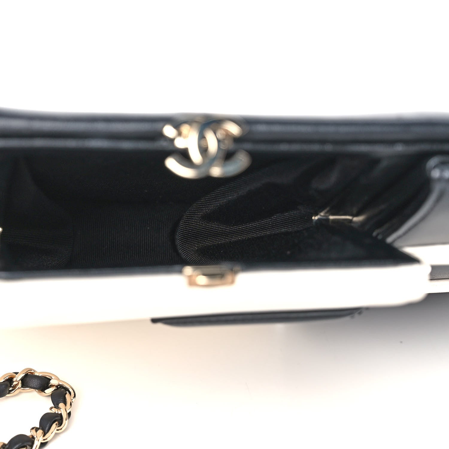 Chanel Lambskin CC Wristlet Clutch Black White 6 of 16