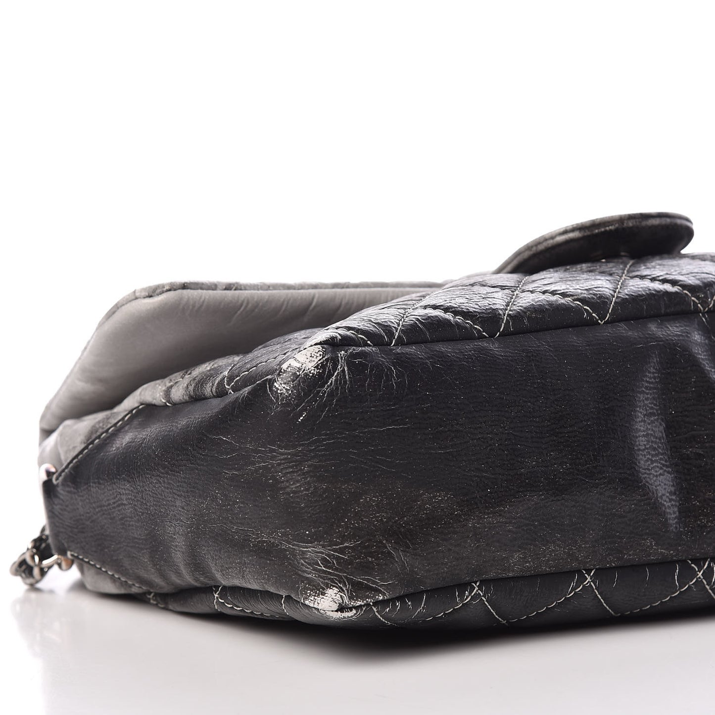 Vinyl Quilted Jumbo Melrose Degrade Flap Black