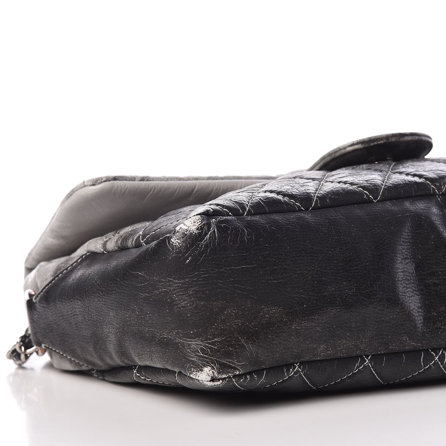 Chanel Vinyl Quilted Jumbo Melrose Degrade Flap Black 7 of 15