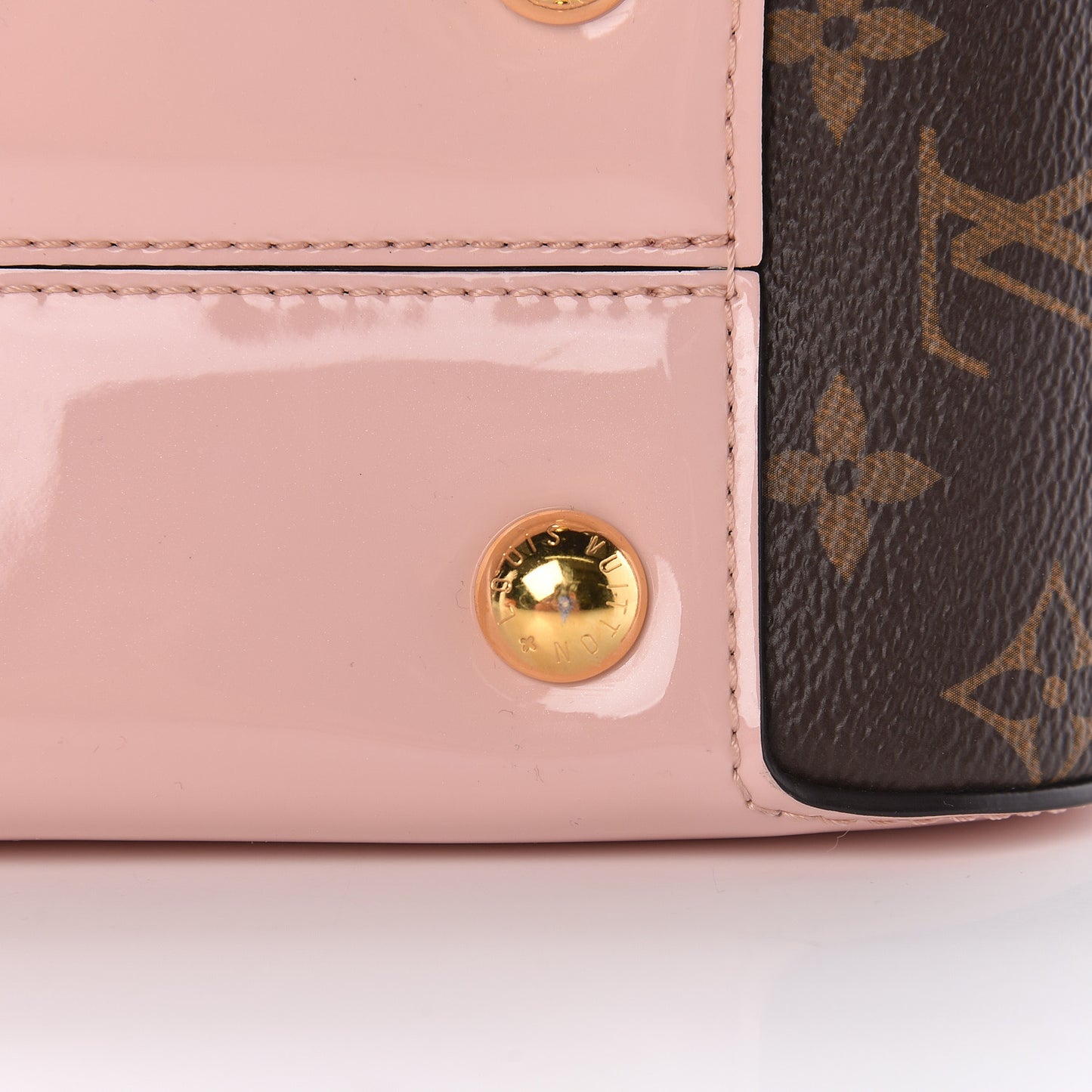 Patent Calfskin Monogram Cherrywood PM Rose Ballerine