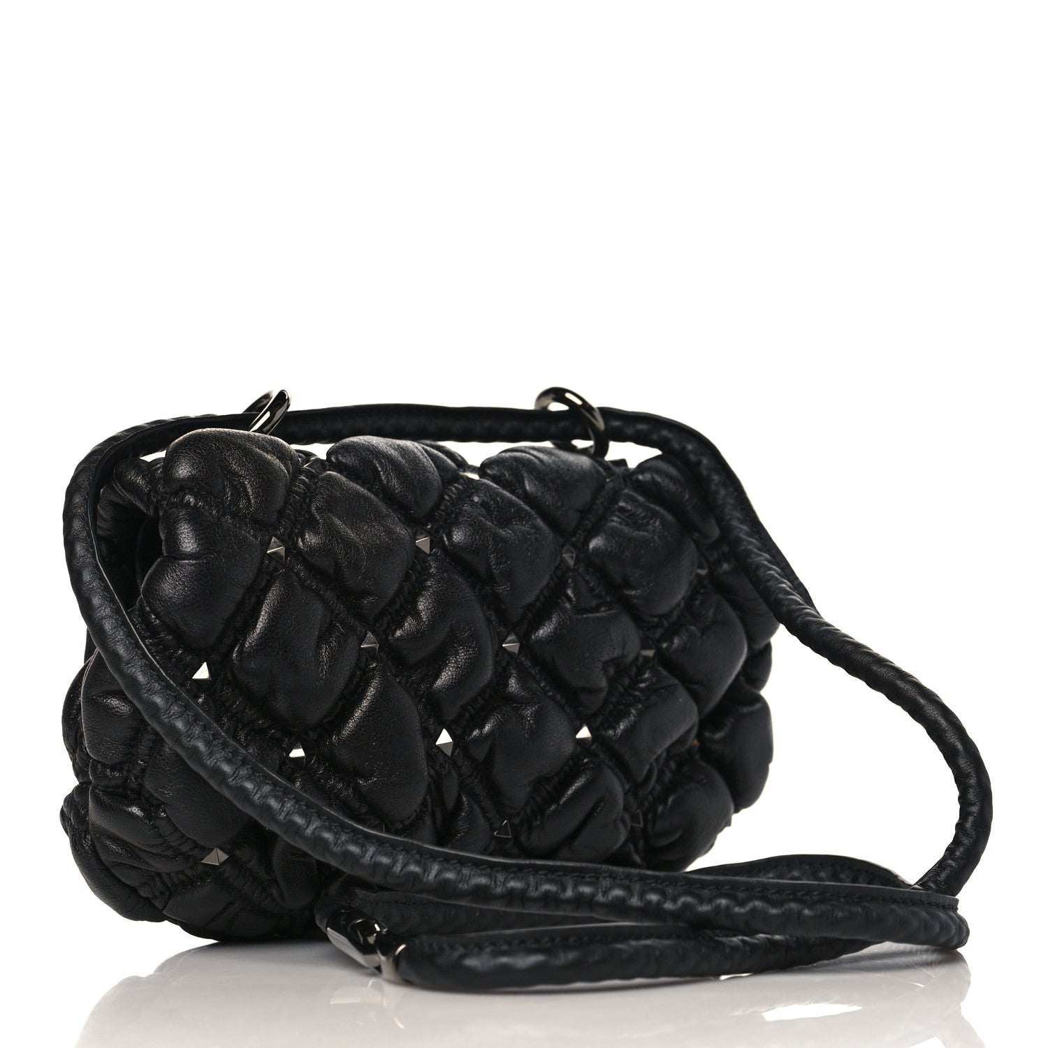 Valentino Garavani Nappa Small Spikeme Shoulder Bag Black 3 of 8