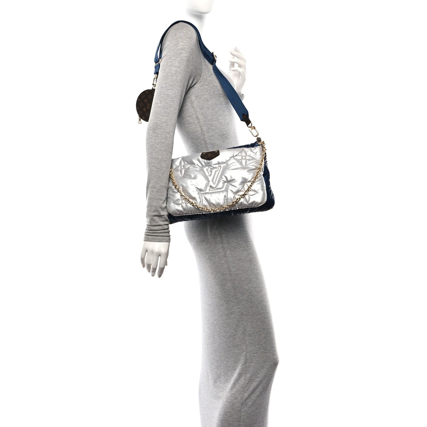 Econyl Monogram Pillow Maxi Multi Pochette Accessories Navy Silver