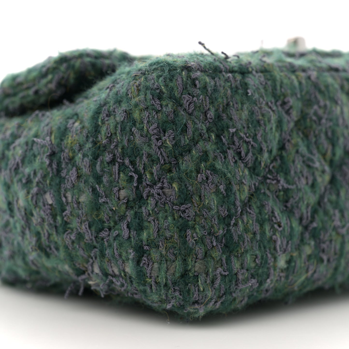 Wool Tweed Quilted Mini Rectangular Flap Green