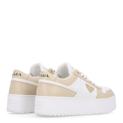 Prada Vitello Rois Triangle Womens Downtown Platform Low Top Sneakers 41 Beige White 5 of 10