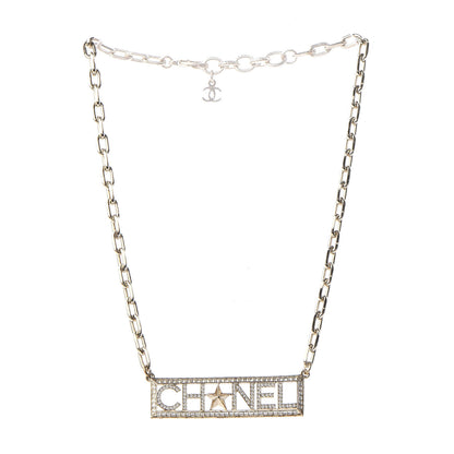 Chanel Crystal Chain Short Logo Necklace Gold 3 of 5