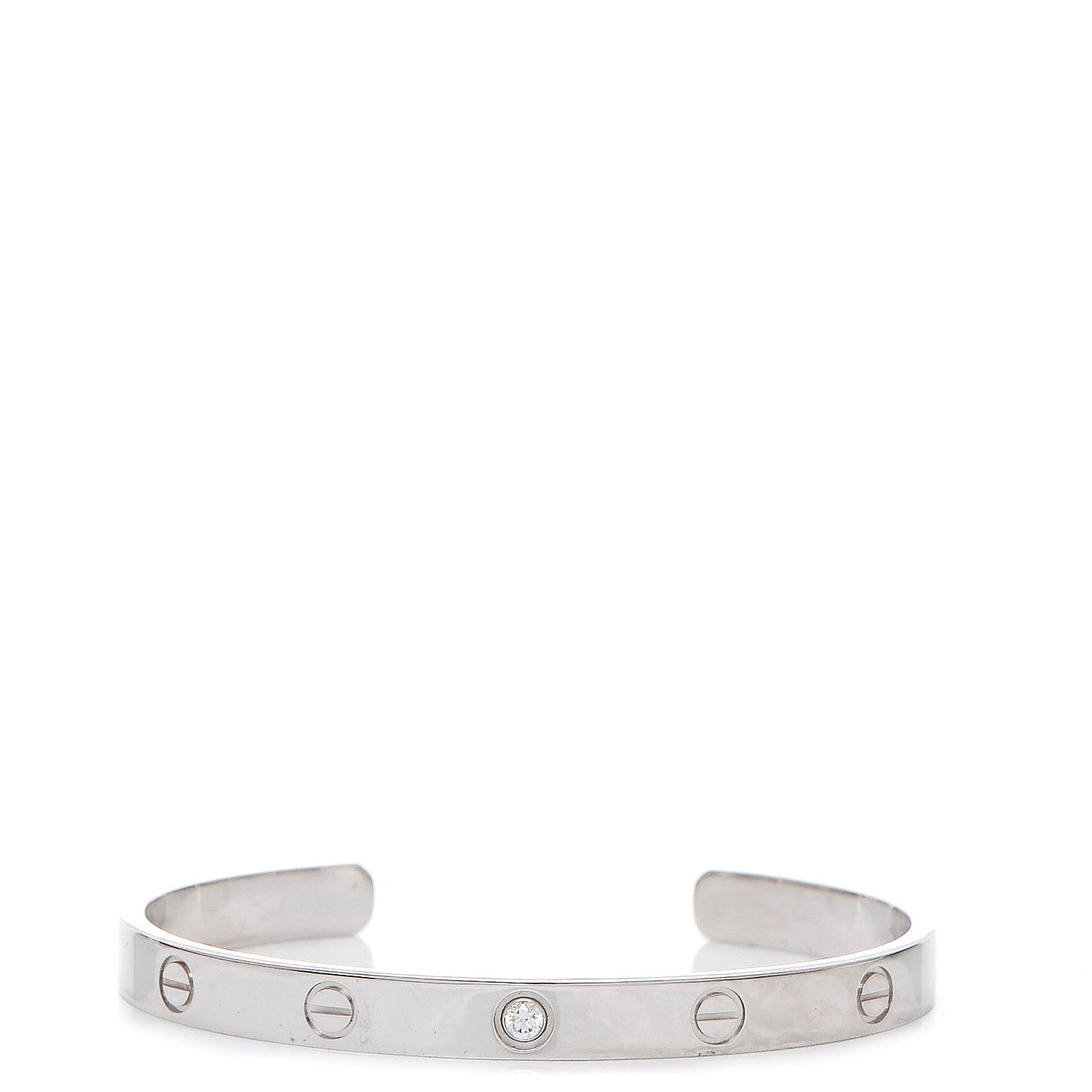 Cartier 18K White Gold 1 Diamond LOVE Cuff Bracelet 18 1 of 5