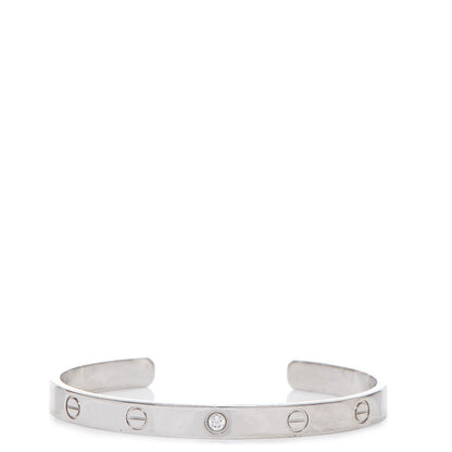 Cartier 18K White Gold 1 Diamond LOVE Cuff Bracelet 18 1 of 5